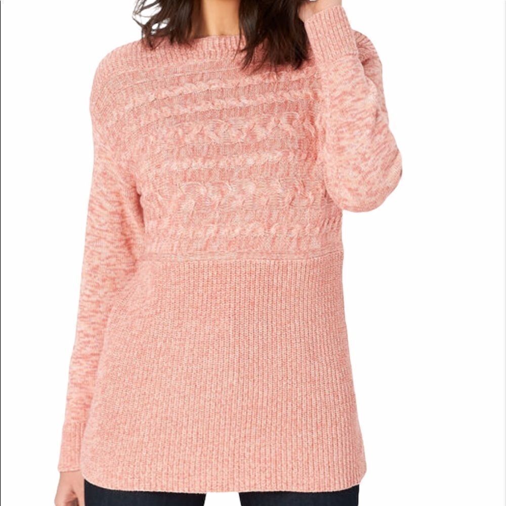 Christopher & Banks Sideway Cable Pink Boatneck Pullover Sweater S